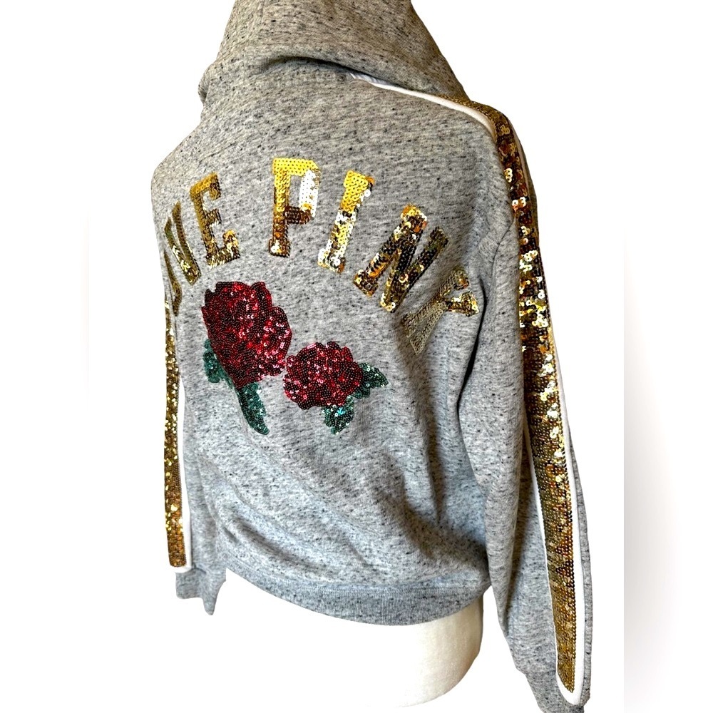 🤩 VS Sequin Logo & Roses Hoodie Sweatshirt - Picture 3 of 10